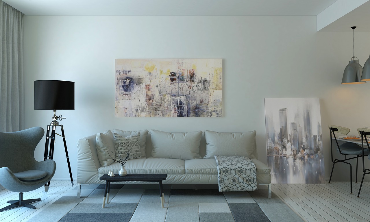 Modern interieur met levendige psychedelische vloerkleden. Modern interieur met levendige psychedelische vloerkleden.